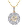 Image 1 : Mens Round Diamond Allah Islam Circle Charm Pendant 2-3/4 Cttw 14kt Yellow Gold - REF-192A9M