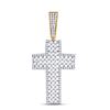 Image 1 : Mens Round Diamond Cross Charm Pendant 1-1/2 Cttw 10kt Yellow Gold - REF-74F5W