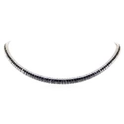 23.86 ctw Sapphire and Diamond Necklace - 14KT White Gold