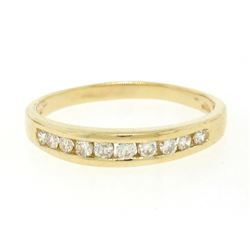 14k Solid Gold 0.28 ctw 10 Round Brilliant Cut Channel Diamond Ladies Band Ring