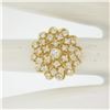 Image 4 : 14K Solid Yellow Gold 1.01 ctw 31 Round VS1 Diamond Flower CLUSTER Cocktail Ring
