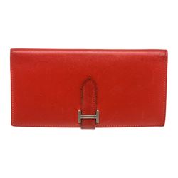 Hermes Red Box Leather Bearn Wallet