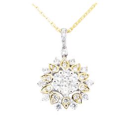 1.16 ctw Diamond Pendant & Chain - 14 and 18KT White And Yellow Gold