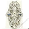 Image 4 : Art Deco Platinum 1.20 ctw Old European Diamond Long Filigree Dinner Ring