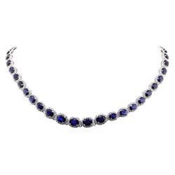 30.98 ctw Sapphire and Diamond Necklace - 14KT White Gold