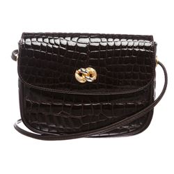 For the Art Brown Croc Leather Crossbody Bag