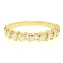 14k Yellow Gold .60 ctw G/H VS2 Bar Set Round Brilliant Diamond Band Ring