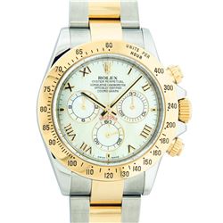 Rolex Mens 2T Daytona Yellow MOP Roman Dial With Rolex Box & Watch Winder