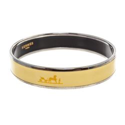 Hermes Yellow Narrow Caleche Bangle Bracelet