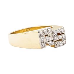 0.50 ctw Diamond  RS  Initial Men's Ring - 14KT Yellow Gold