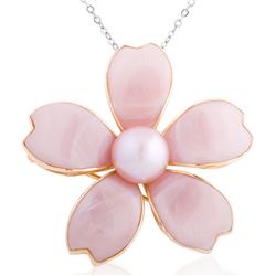 14k Yellow Gold Mother Of Pearl and Pearl Pendant