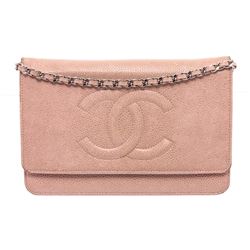 Chanel Light Pink Caviar Leather Wallet On Chain WOC Bag