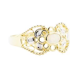 0.25 ctw Opal And Diamond Ring - 18KT Yellow Gold