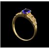 Image 4 : 14KT Yellow Gold 0.94 ctw Tanzanite and Diamond Ring