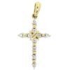 Image 1 : 14k Two Tone Gold .20 ctw Prong Set Round Brilliant Diamond Petite Cross Pendant