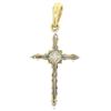 Image 4 : 14k Two Tone Gold .20 ctw Prong Set Round Brilliant Diamond Petite Cross Pendant