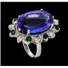 Image 4 : 20.78 ctw Tanzanite and Diamond Ring - 14KT White Gold