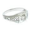 Image 3 : 14k White Gold Etched Open Filigree Work .51 ctw Diamond Solitaire Ring