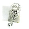 Image 4 : 14k White Gold Etched Open Filigree Work .51 ctw Diamond Solitaire Ring