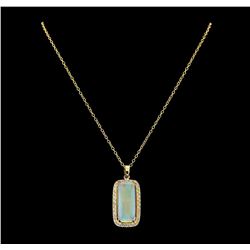 16.45 ctw Opal and Diamond Pendant With Chain - 14KT Yellow Gold