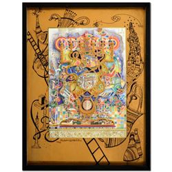 Raphael Abecassis "Menorah" Limited Edition 3-Layer Decoupage, Numbered and Hand Signed with Certifi