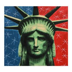 Steve Kaufman (1960-2010), "Liberty Head" Hand Painted Unique Variation Hand Pulled Silkscreen on Ca