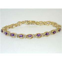 6012 10K Gold Bracelet w/ Amethyst/ Diamonds