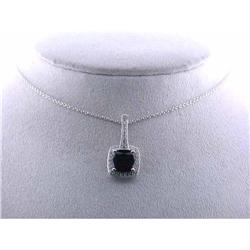6019 14k White Gold Necklace w/ Garnet/ Diamond Pendant