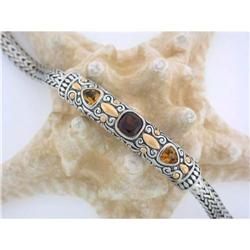 6039 Silver Bracelet with Gold, Citrine and Garnet