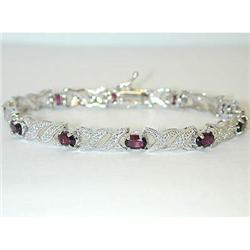 6646 Silver Garnet Bracelet w/Diamond