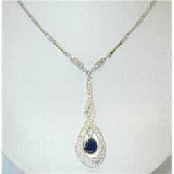 3828 18KW Gold Diamond Necklace w/Sapphire