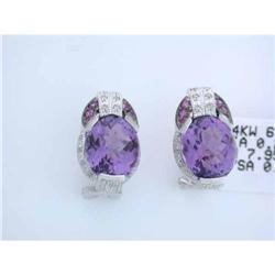6123 14kw Gold w/ Amethyst/ Sapphire/ Diamond Earrings