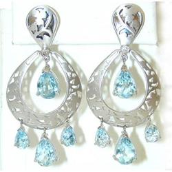 3644 18K White Gold Blue topaz Earrings