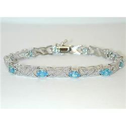 6905 Silver Blue Topaz Bracelet w/Diamond
