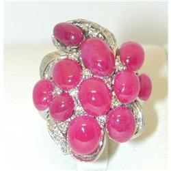 6185 Platinum Ring w/ Ruby/ Diamonds