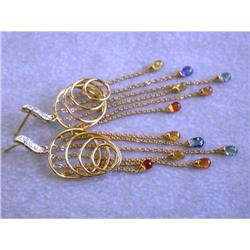 6223 18k Yellow Gold Earrings w/ Diamonds and Sapphires