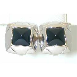 3702 BVLGARI 18KW Gold Onyx Earrings