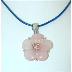 788 MENEGATTI Silver Cz Pendant w/Leather Necklace