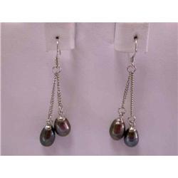 6229 Dangling Pearl and Silver Earrings