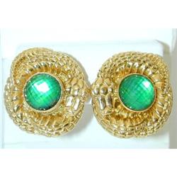 6238 STEPHEN DWECK 18K Gold Earrings w/ Green Stones