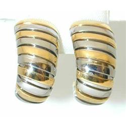3420 BVLGARI 18k Gold/Steel Earrings