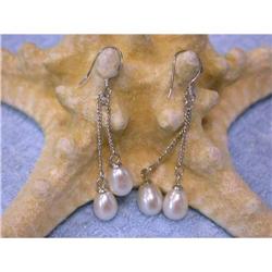 6429 Dangling Pearl and Silver Earrings