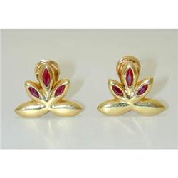 6432 CHAUMET PARIS 18K Gold Earrings w/ Ruby