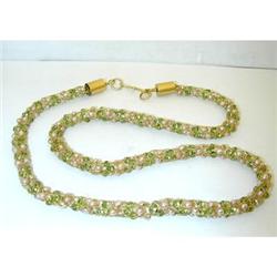 3704 18k Gold Pearl/Peridot Necklace