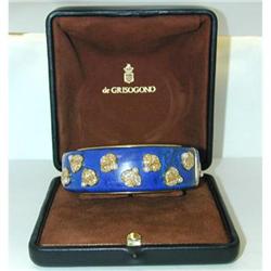 2430 DE GRISOGONO 18K Gold Lapis Bangle w/Sapp/Dia