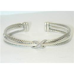 8278 David Yurman Silver Bangle w/ Diamonds