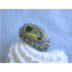 8299 Silver Ring with Gold and Liqht Quartz