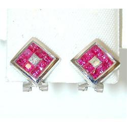 1002 14KW Gold Earrings w/ Ruby/ Diamond