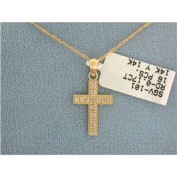 1019 14k Gold Necklace with Cross Pendant