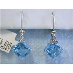 1023 14k White Gold Earrings w/ Diamonds and Blue Topaz